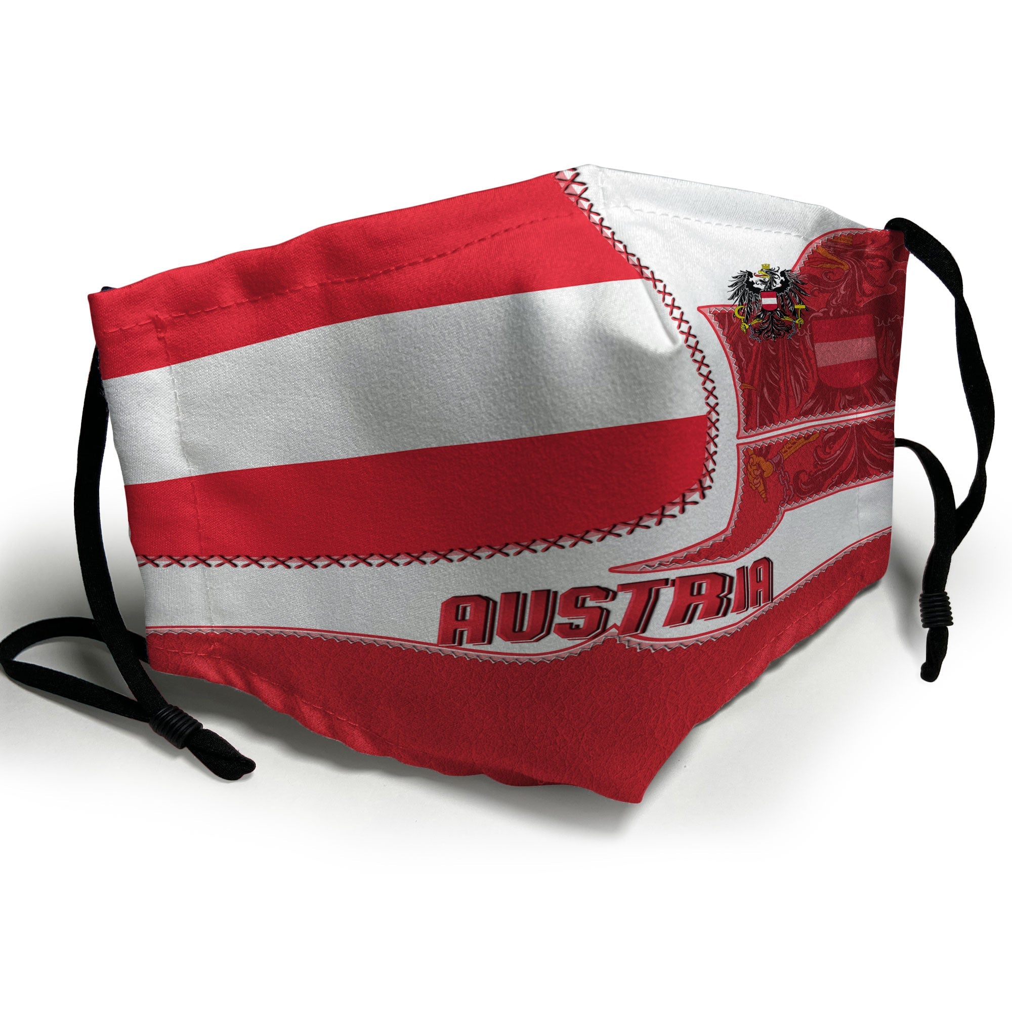 Austria Face Mask Flag & Coat Of Arms Leather Style