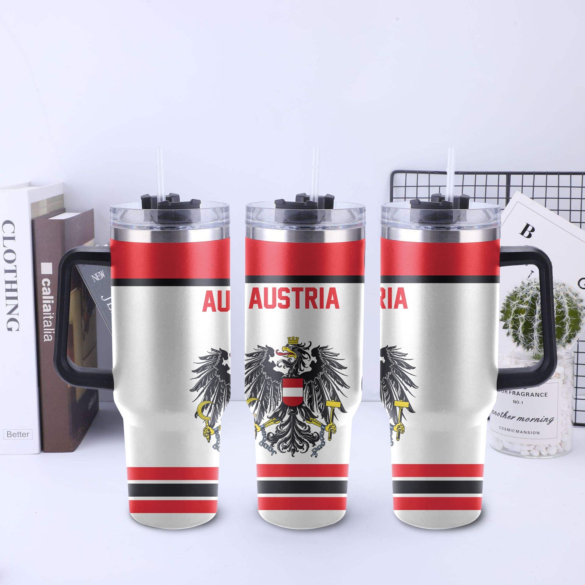 Austria Handle Tumbler Flag & Coat Of Arms Hockey Style