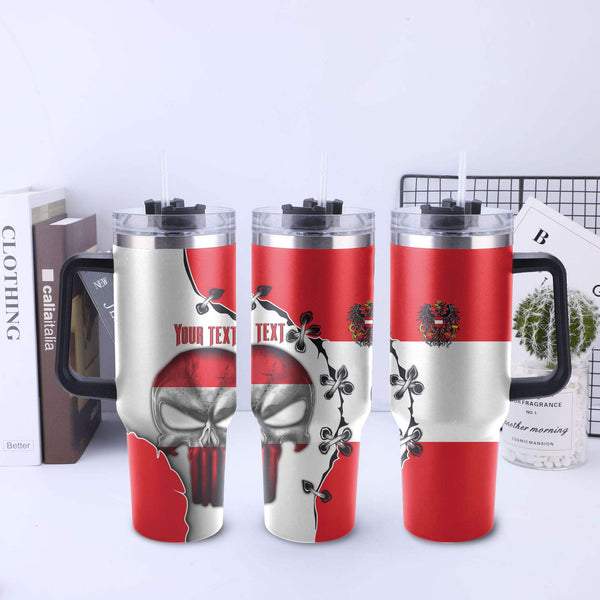 Austria Handle Tumbler Flag & Coat Of Arms Skull Style