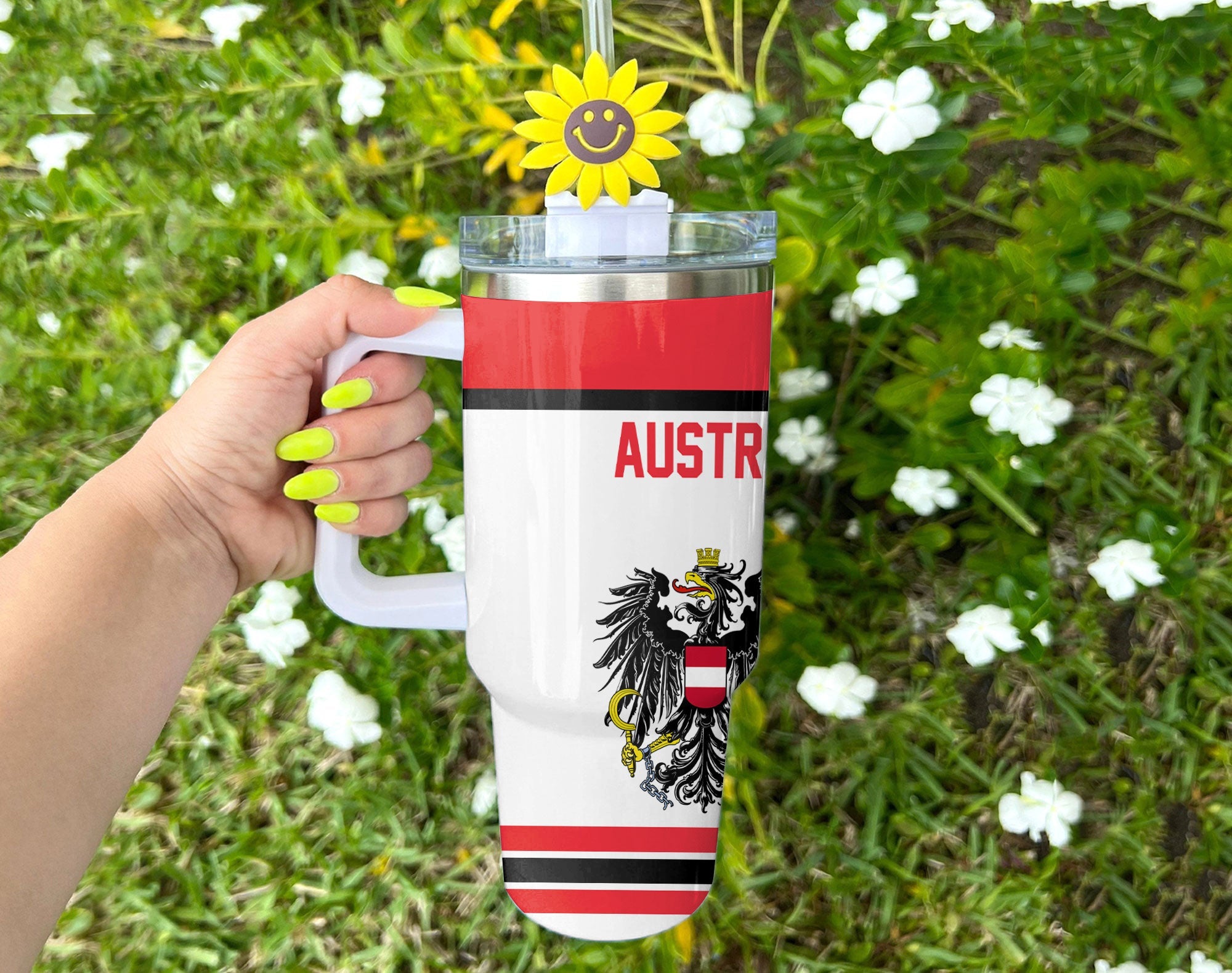 Austria Handle Tumbler Flag & Coat Of Arms Hockey Style