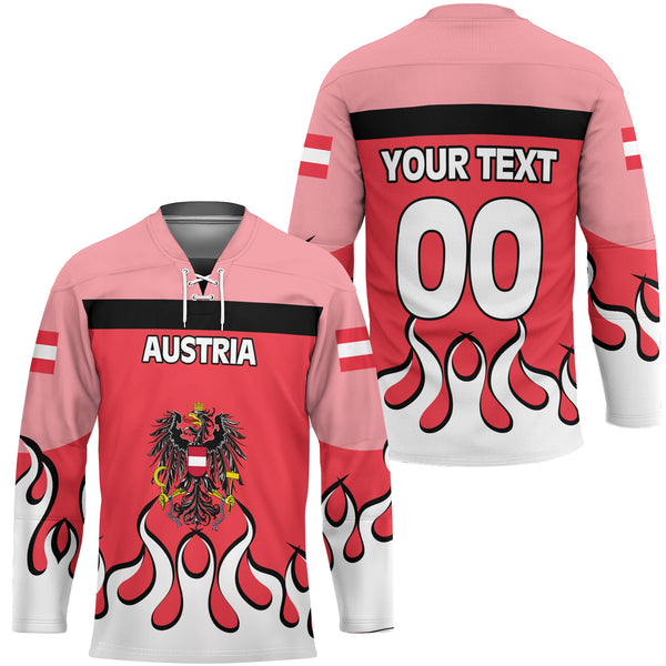 Austria Hockey Jersey Flag & Coat Of Arms Fire Hockey Style