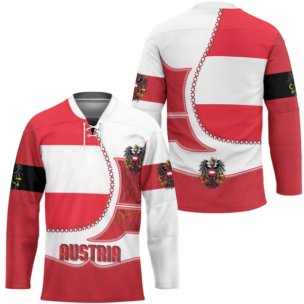 Austria Hockey Jersey Flag & Coat Of Arms Leather Style