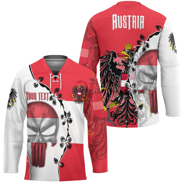 Austria Hockey Jersey Flag & Coat Of Arms Skull Style