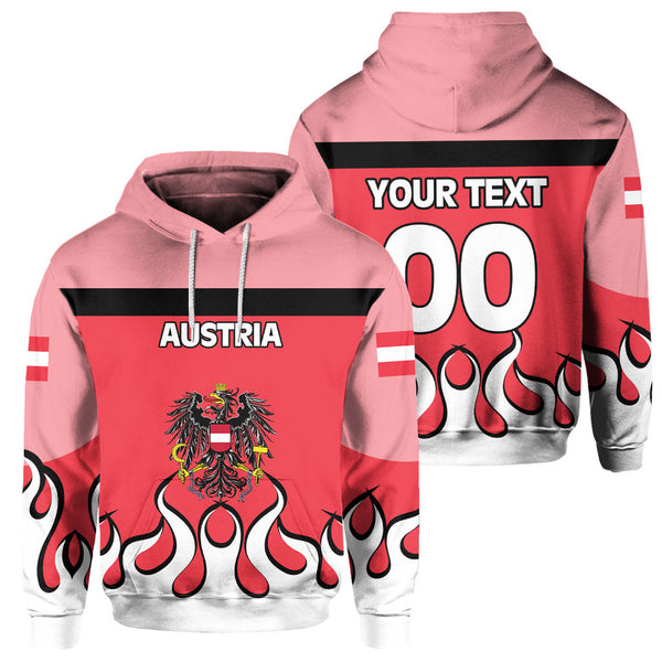 Austria Hoodie Flag & Coat Of Arms Fire Hockey Style