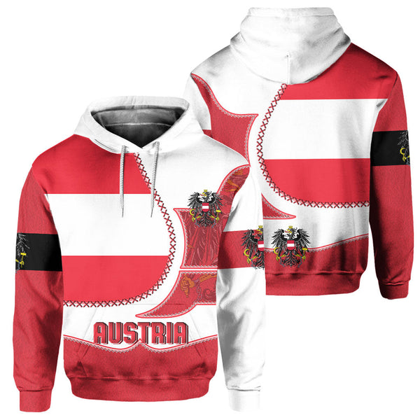 Austria Hoodie Flag & Coat Of Arms Leather Style