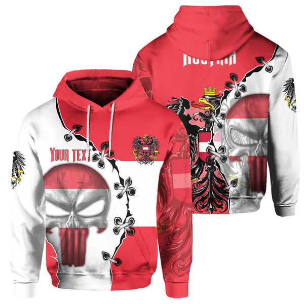 Austria Hoodie Flag & Coat Of Arms Skull Style