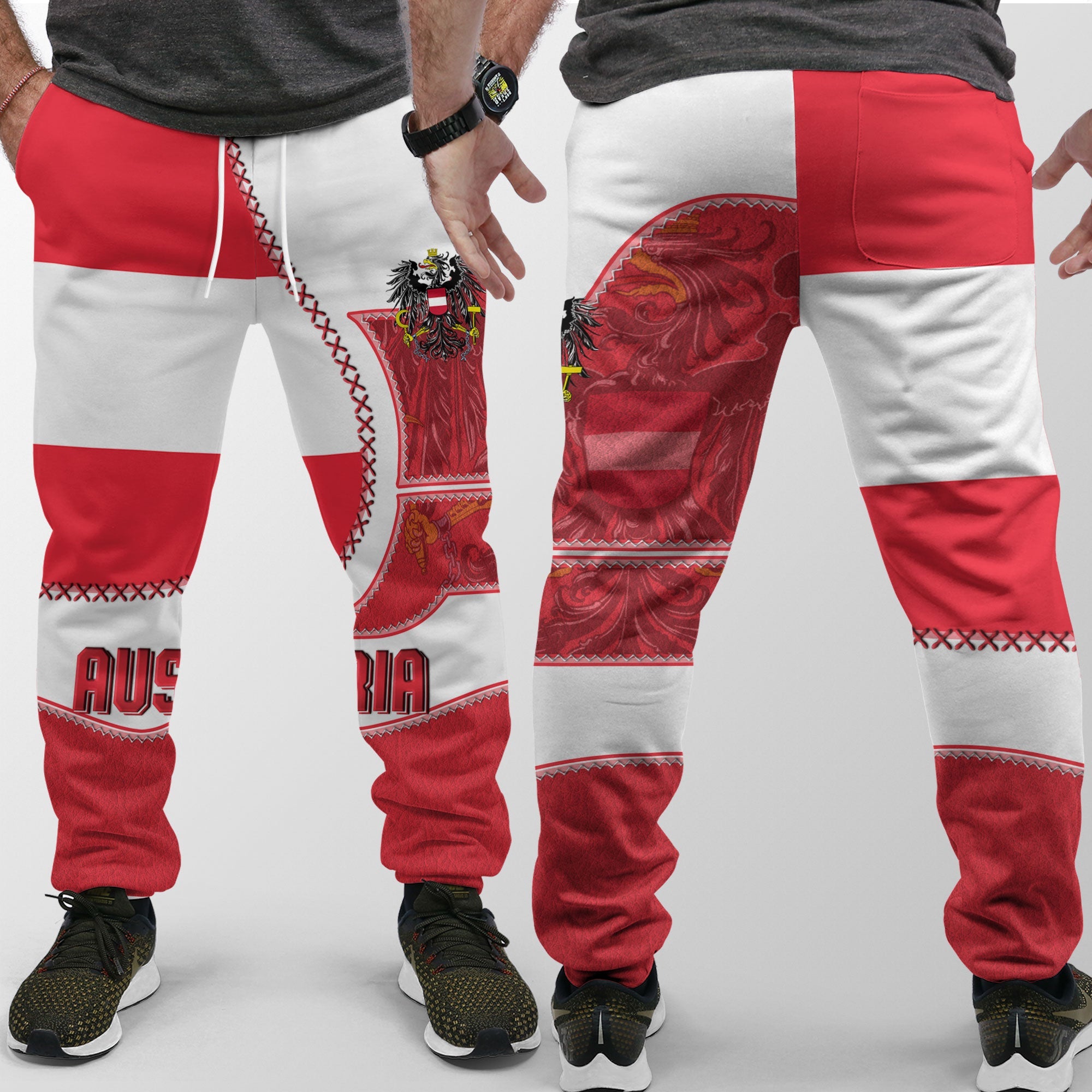 Austria Jogger Pant Flag & Coat Of Arms Leather Style