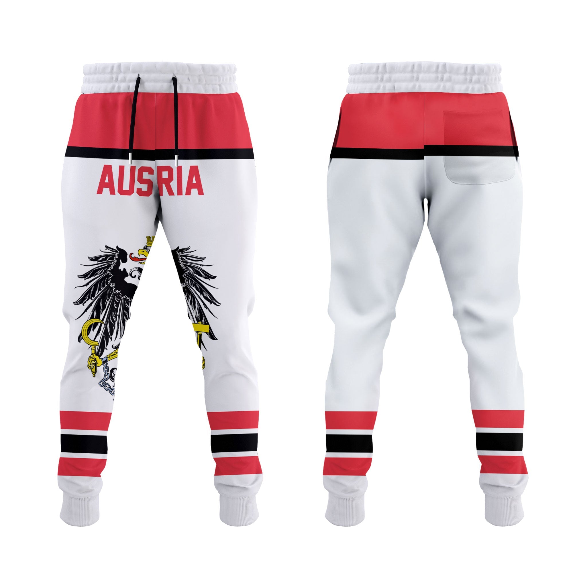 Austria Jogger Pant Flag & Coat Of Arms Hockey Style