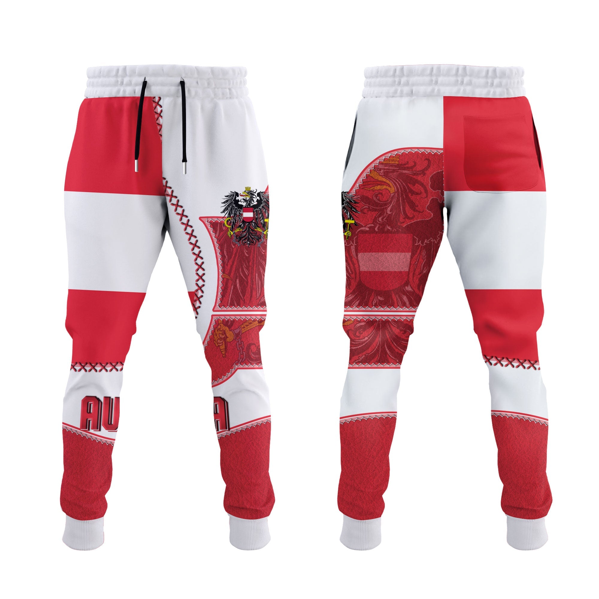 Austria Jogger Pant Flag & Coat Of Arms Leather Style