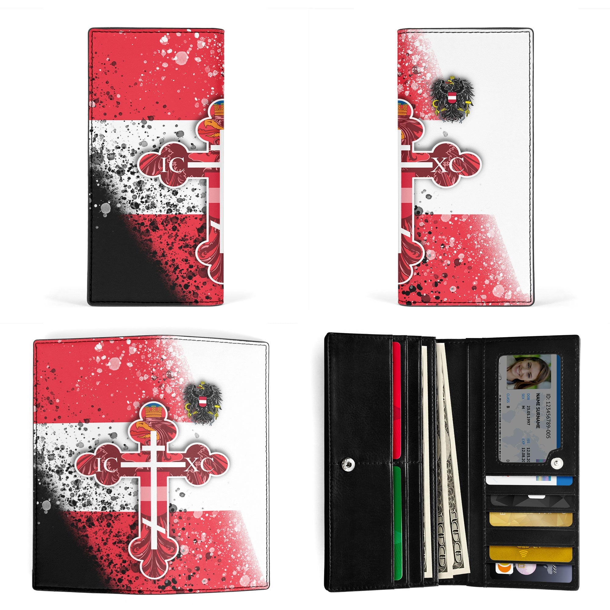 Austria Leather Wallet Flag & Coat Of Arms Orthodox Style