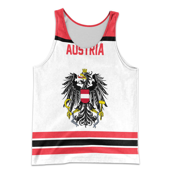 Austria Men Tank Top Flag & Coat Of Arms Hockey Style