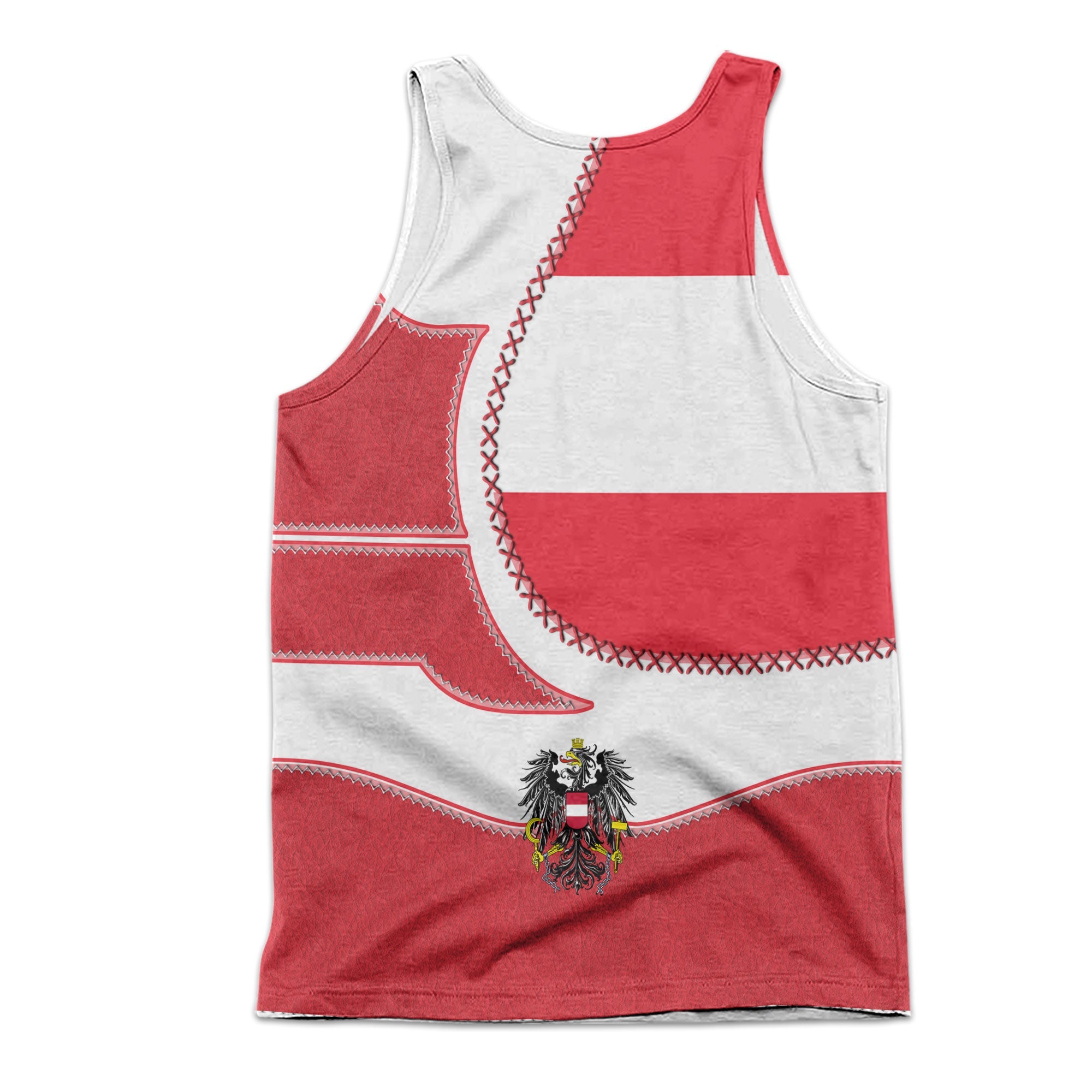 Austria Men Tank Top Flag & Coat Of Arms Leather Style