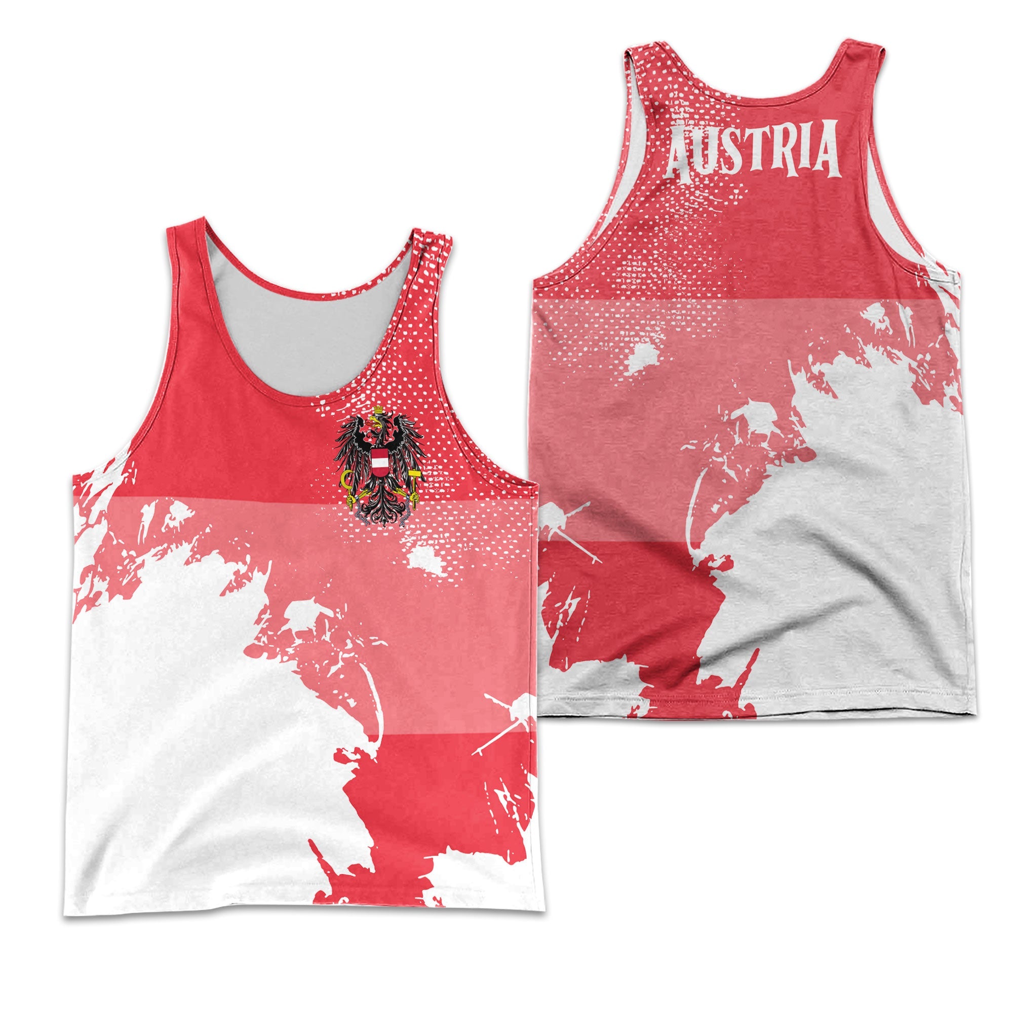 Austria Men Tank Top Flag & Coat Of Arms Paint Style