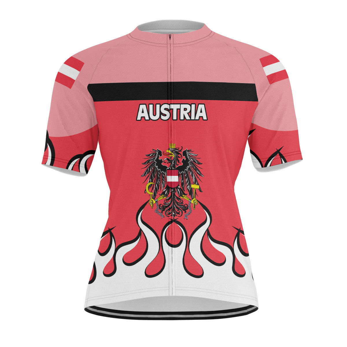 Austria Men's Cycling Jersey Flag & Coat Of Arms Fire Hockey Style