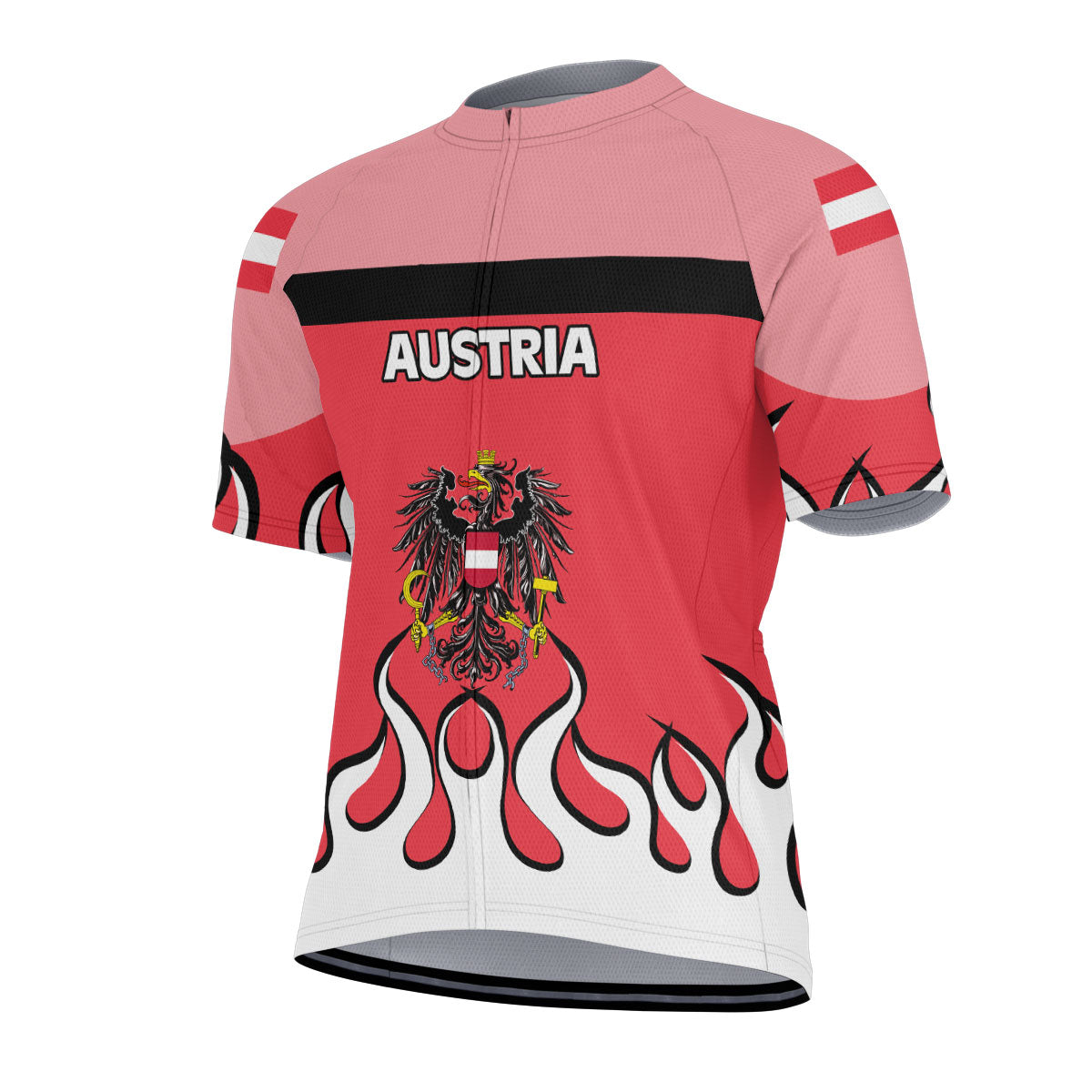 Austria Men's Cycling Jersey Flag & Coat Of Arms Fire Hockey Style