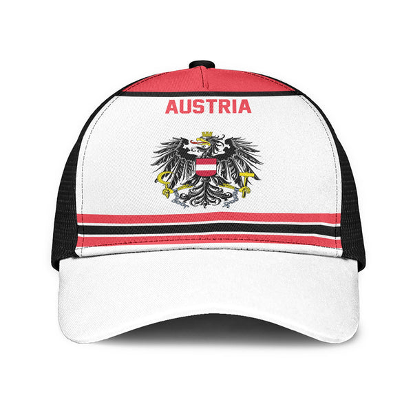 Austria Mesh Back Cap Flag & Coat Of Arms Hockey Style