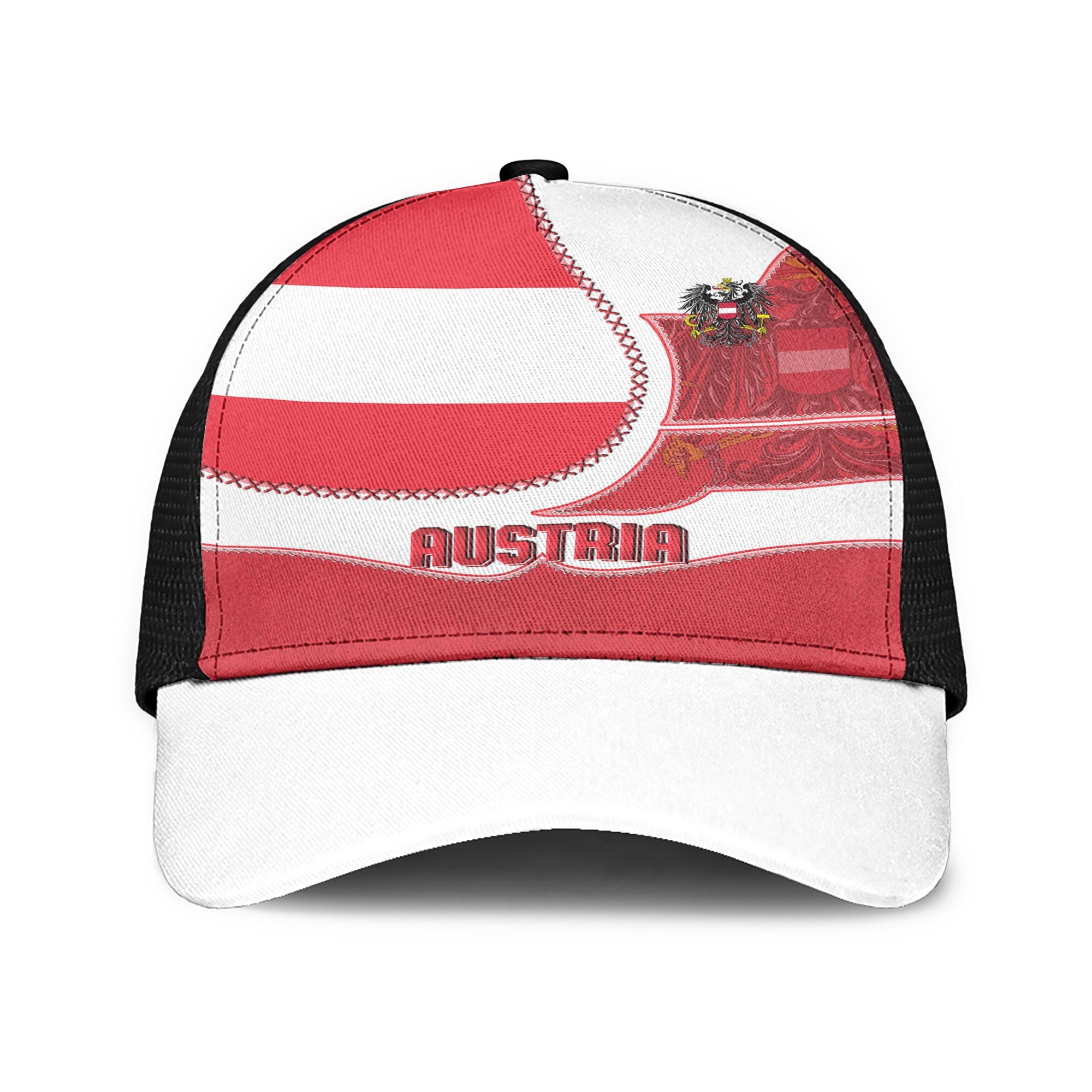 Austria Mesh Back Cap Flag & Coat Of Arms Leather Style