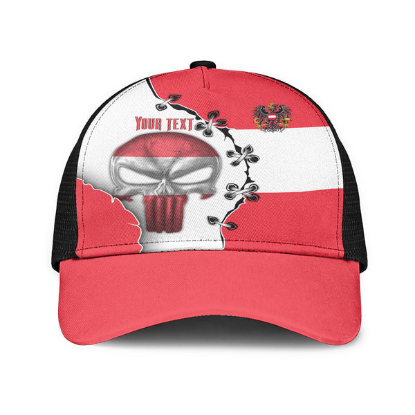 Austria Mesh Back Cap Flag & Coat Of Arms Skull Style