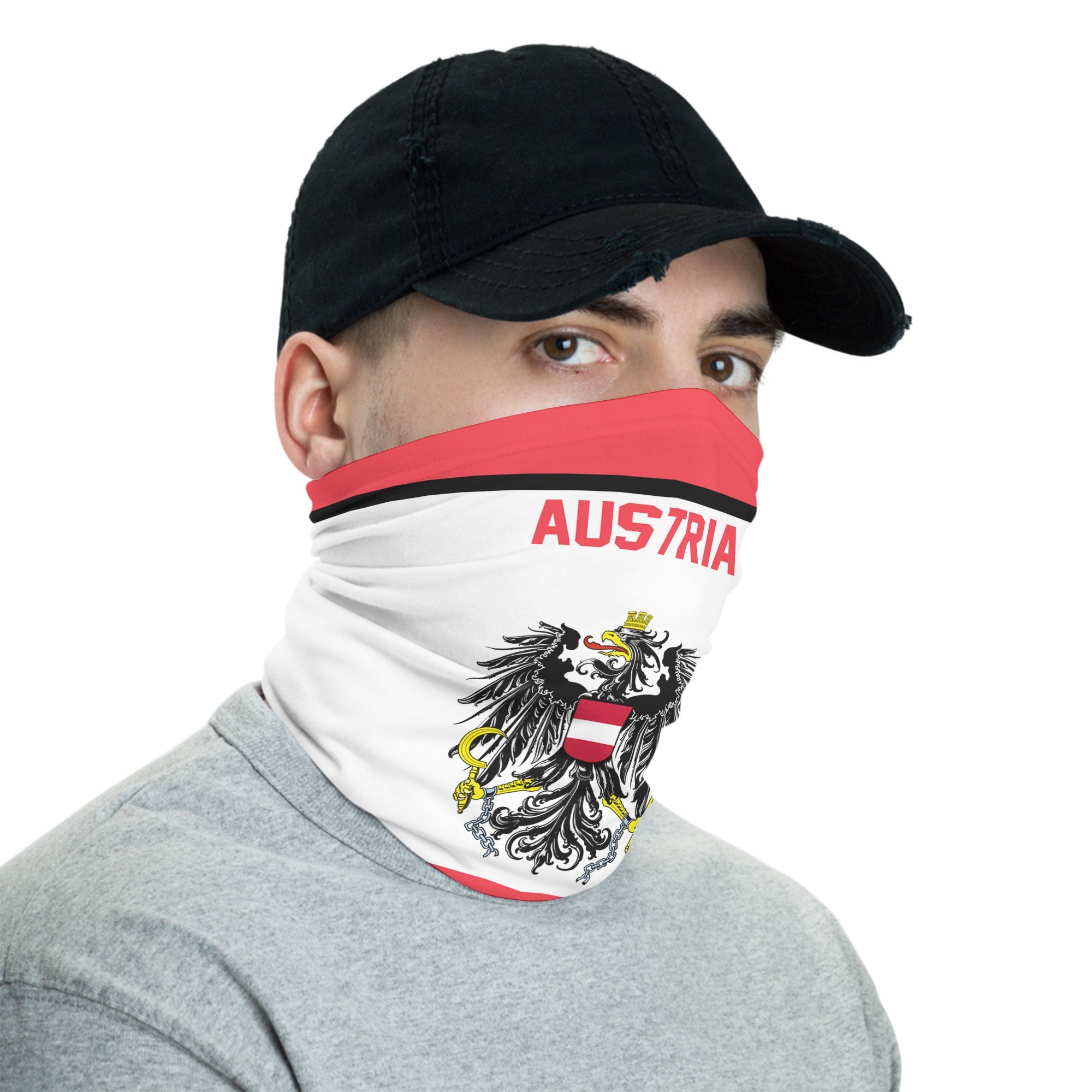 Austria Neck Gaiter Flag & Coat Of Arms Hockey Style