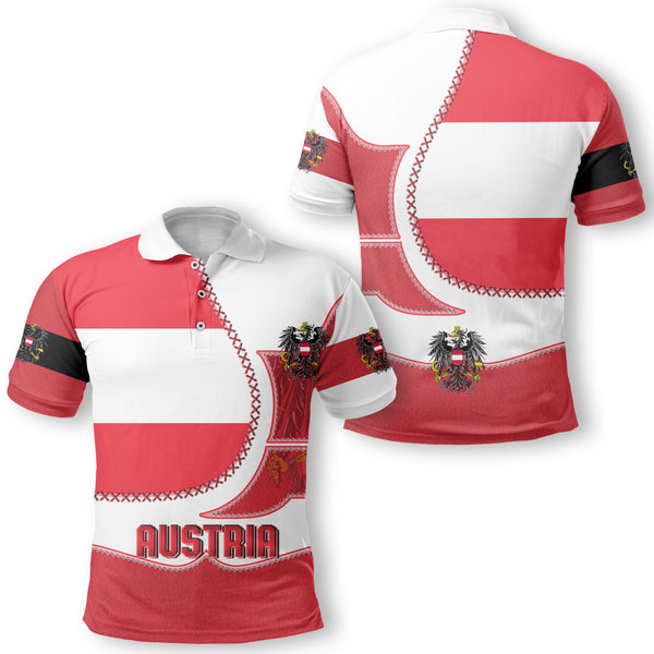 Austria Polo Shirt Flag & Coat Of Arms Leather Style