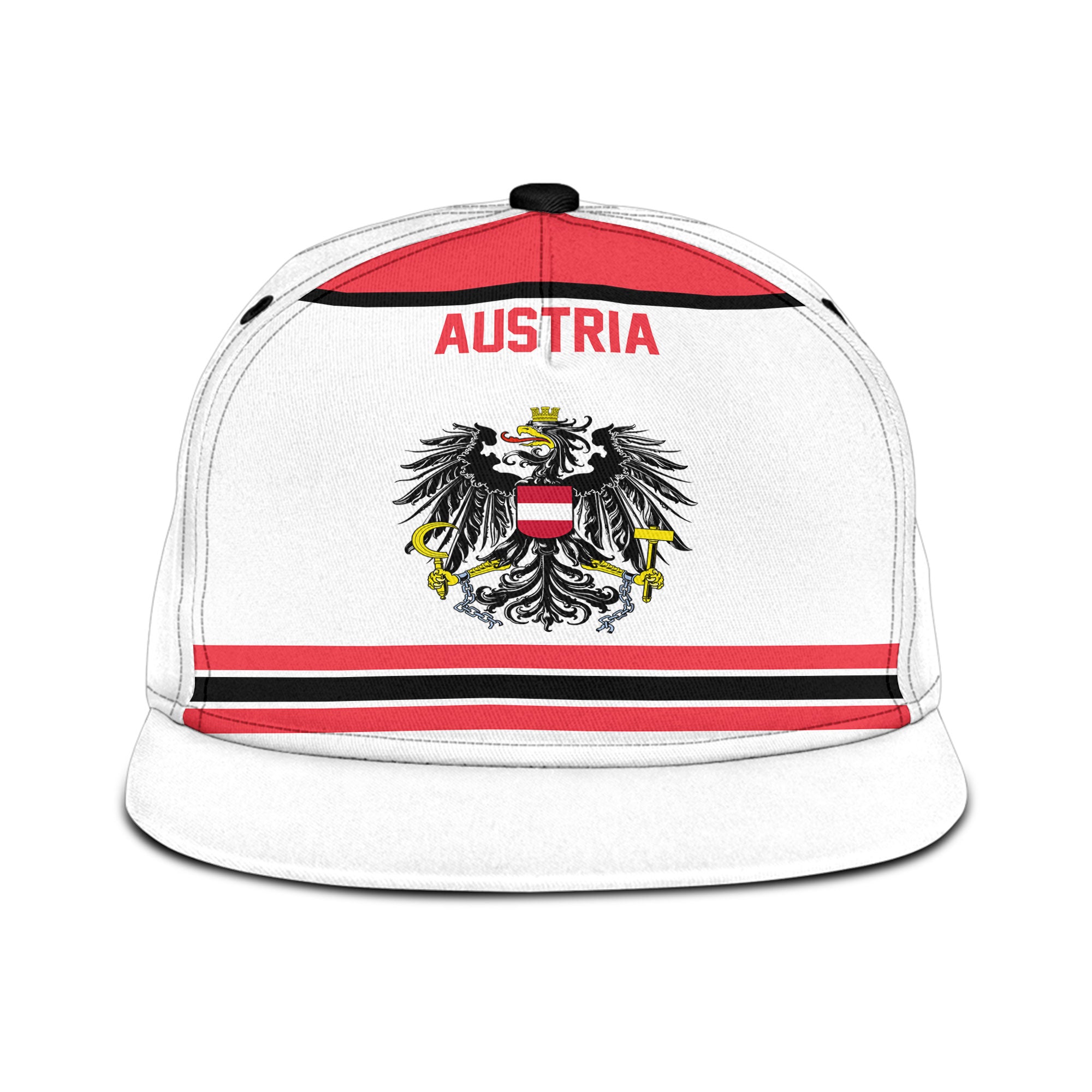 Austria Snapback Hat Flag & Coat Of Arms Hockey Style