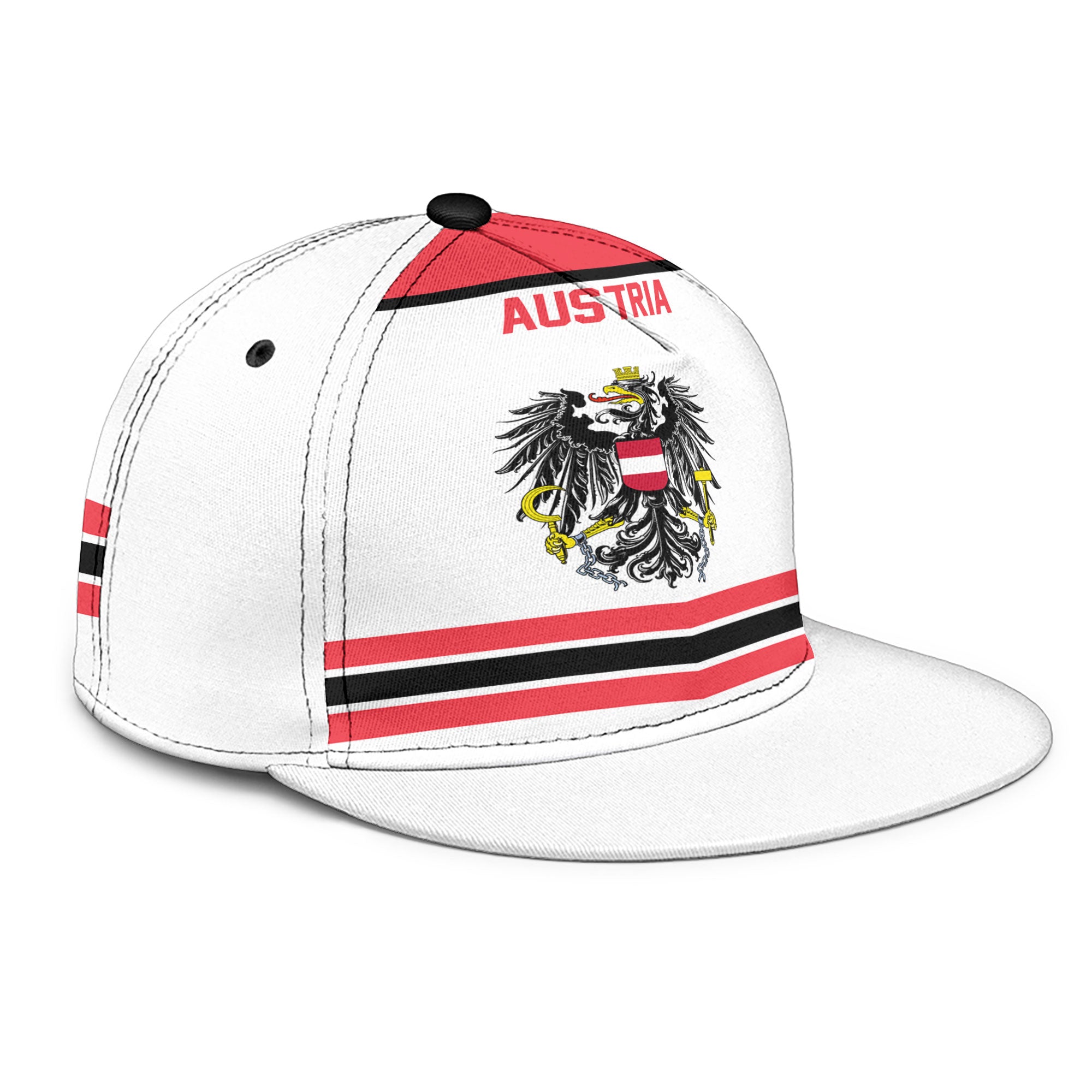 Austria Snapback Hat Flag & Coat Of Arms Hockey Style