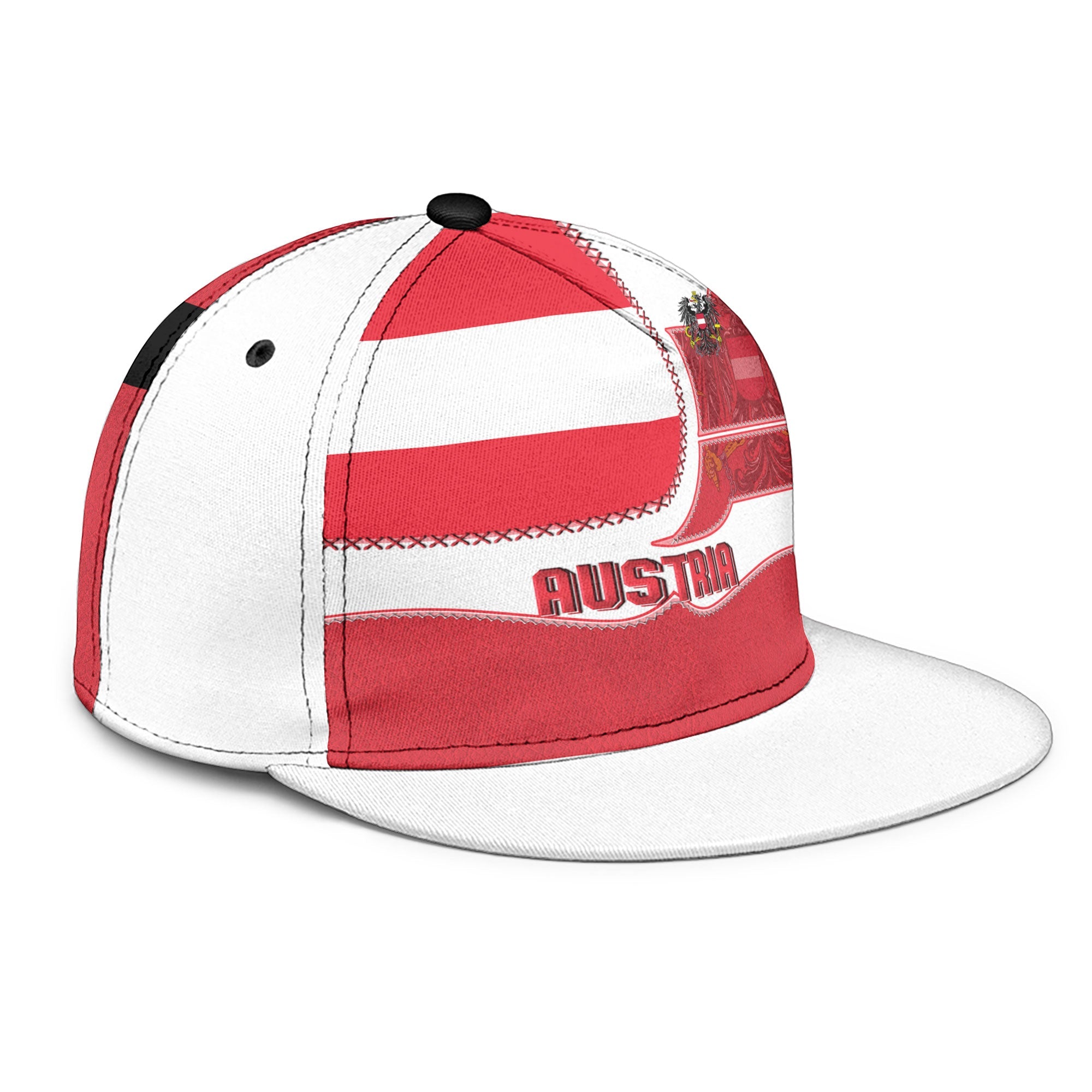 Austria Snapback Hat Flag & Coat Of Arms Leather Style