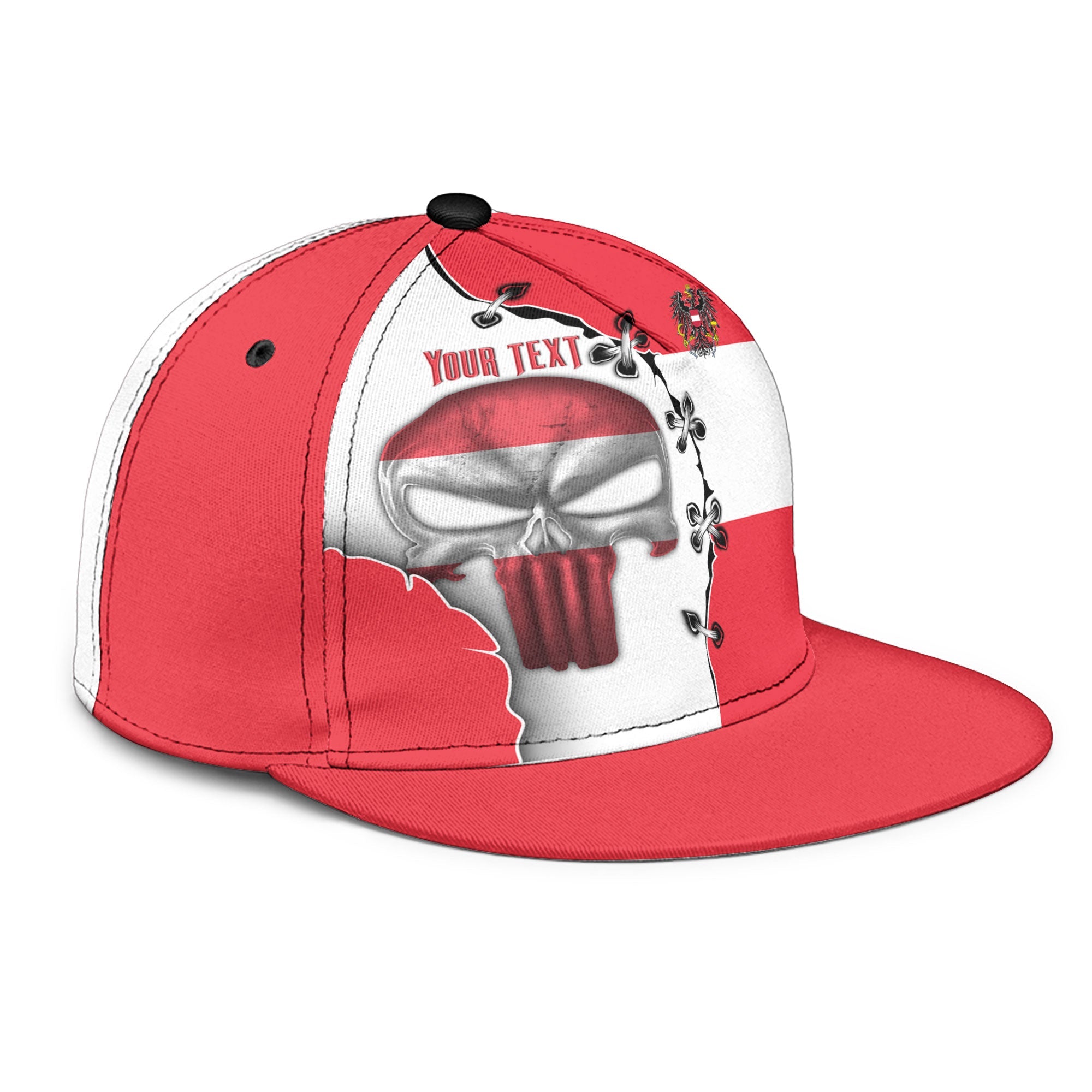 Austria Snapback Hat Flag & Coat Of Arms Skull Style