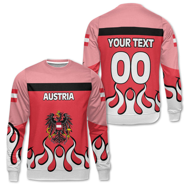 Austria Sweatshirt Flag & Coat Of Arms Fire Hockey Style