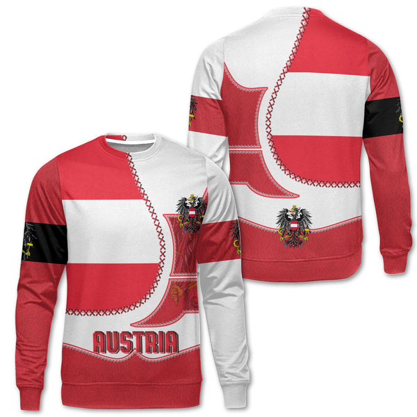 Austria Sweatshirt Flag & Coat Of Arms Leather Style