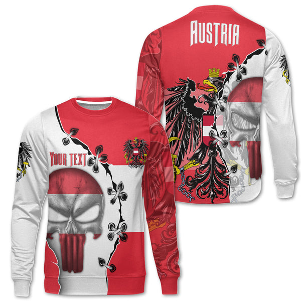 Austria Sweatshirt Flag & Coat Of Arms Skull Style