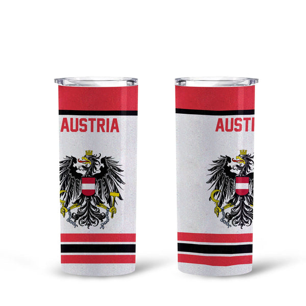 Austria Tall Glitter Tumbler Flag & Coat Of Arms Hockey Style