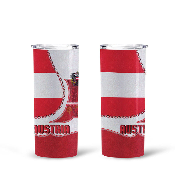 Austria Tall Glitter Tumbler Flag & Coat Of Arms Leather Style