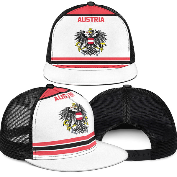 Austria Trucker Hat Flag & Coat Of Arms Hockey Style