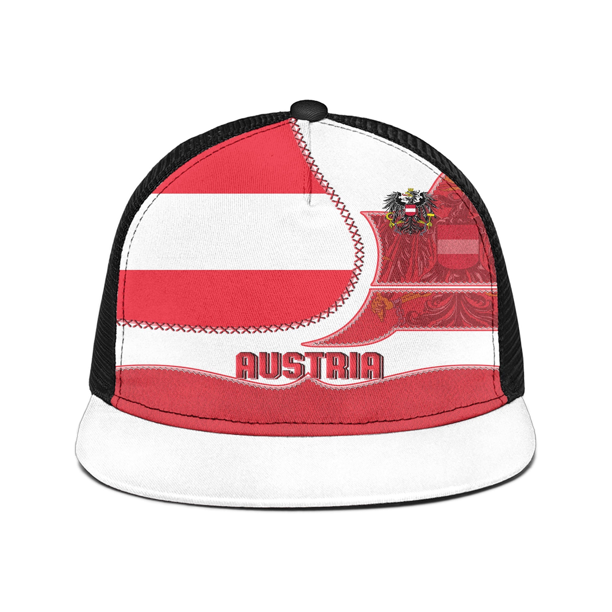 Austria Trucker Hat Flag & Coat Of Arms Leather Style