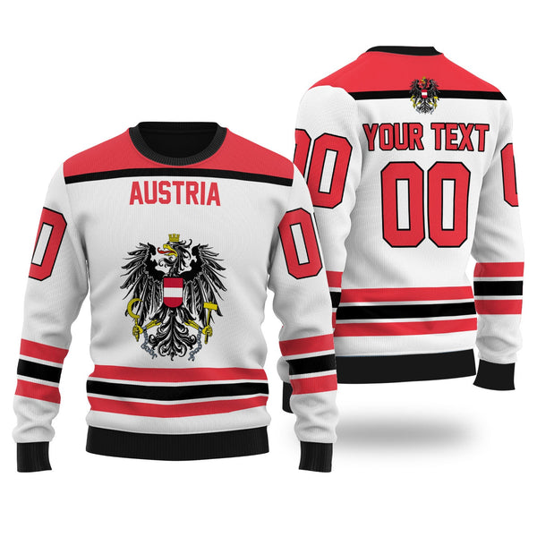 Austria Ugly Sweater Flag & Coat Of Arms Hockey Style