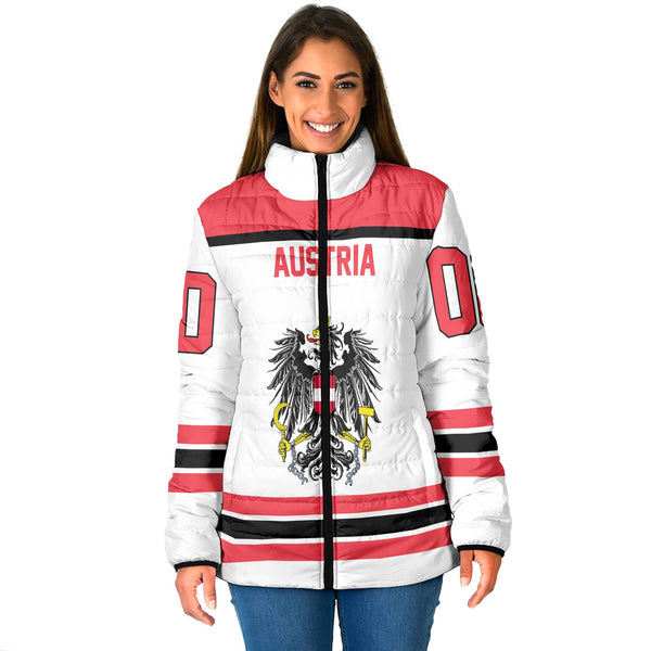 Austria Women Padded Jacket Flag & Coat Of Arms Hockey Style