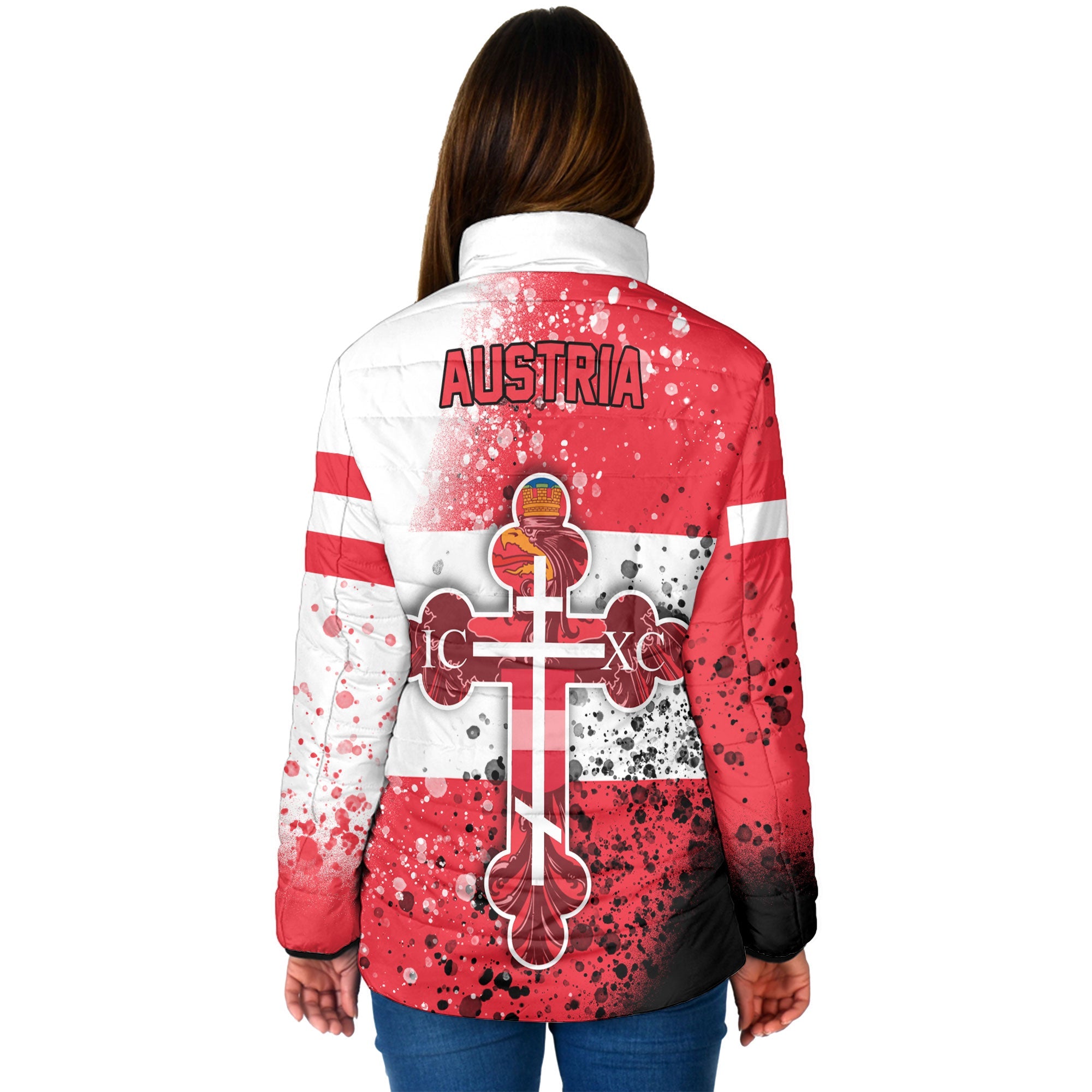 Austria Women Padded Jacket Flag & Coat Of Arms Orthodox Style