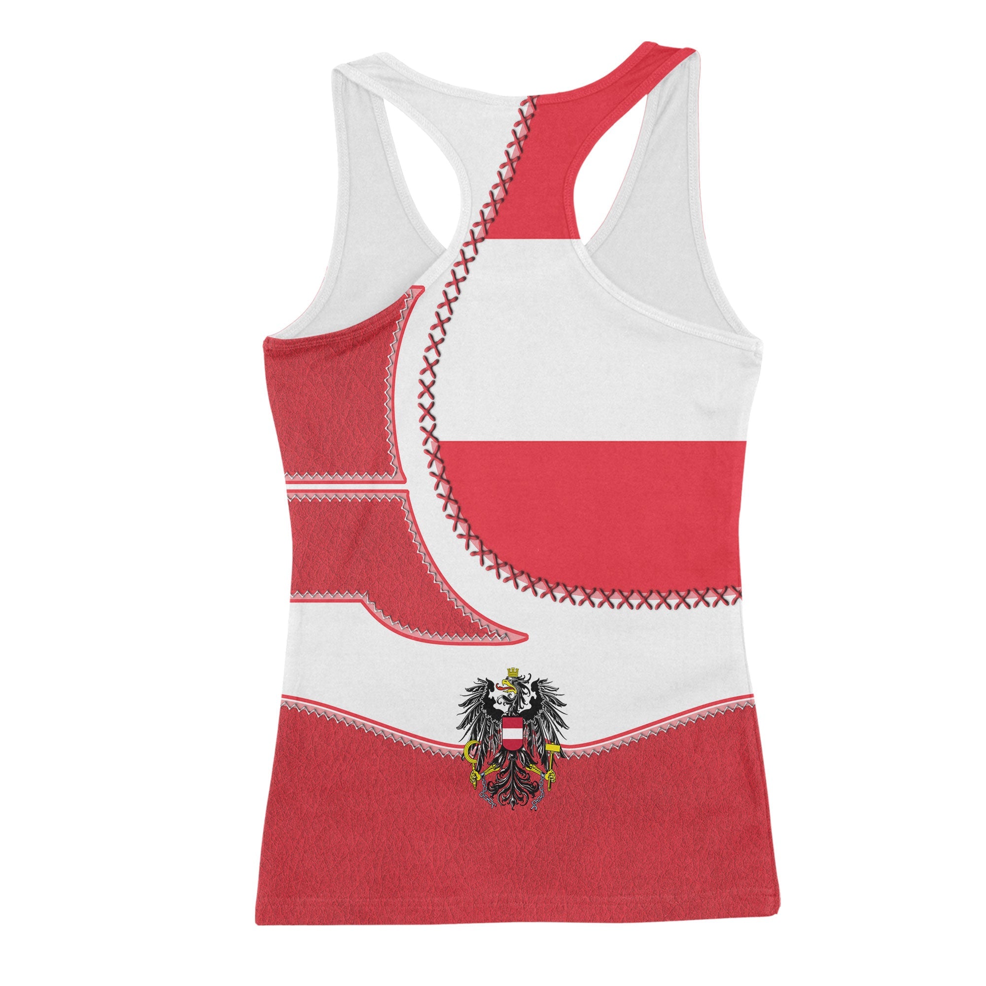 Austria Women Tank Top Flag & Coat Of Arms Leather Style