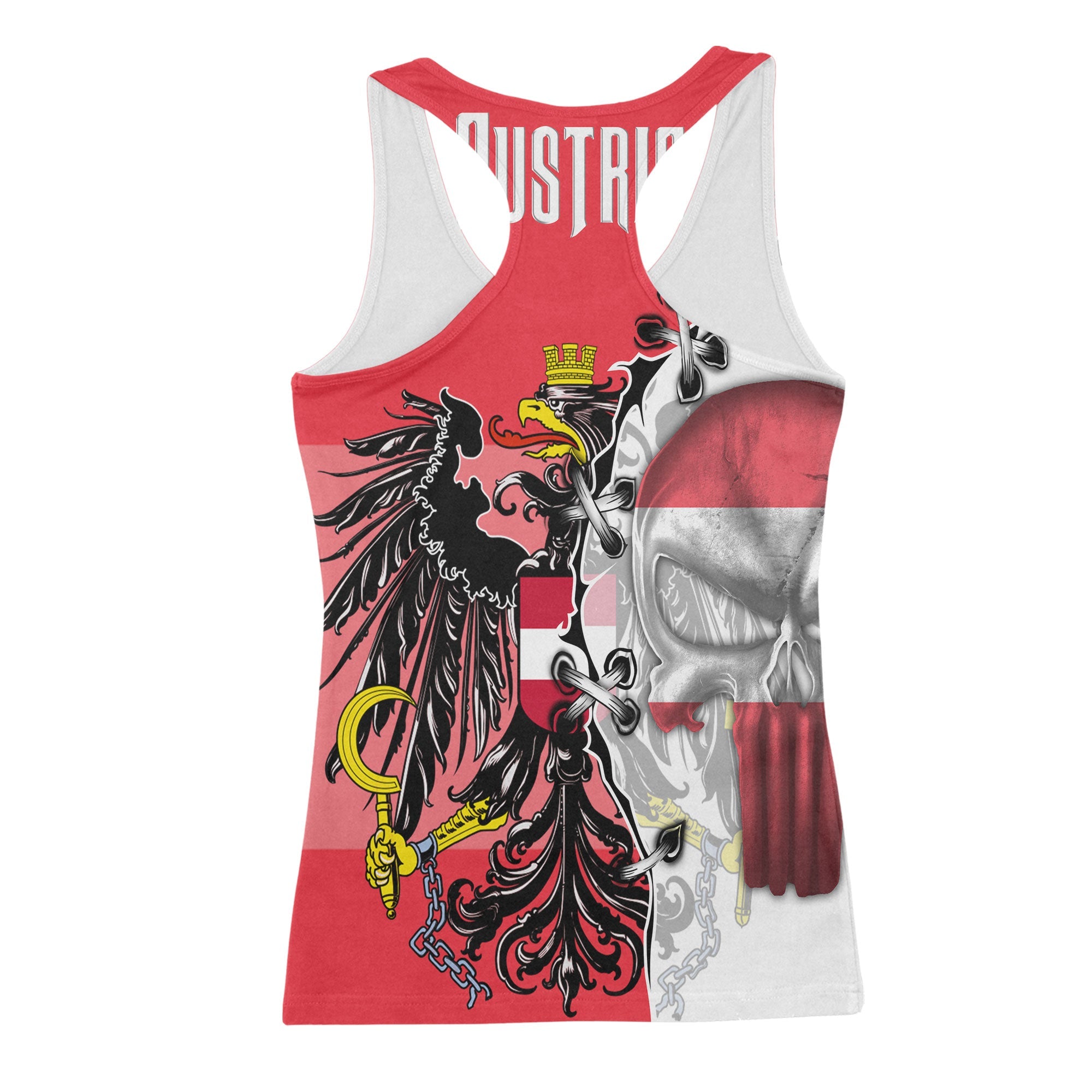 Austria Women Tank Top Flag & Coat Of Arms Skull Style