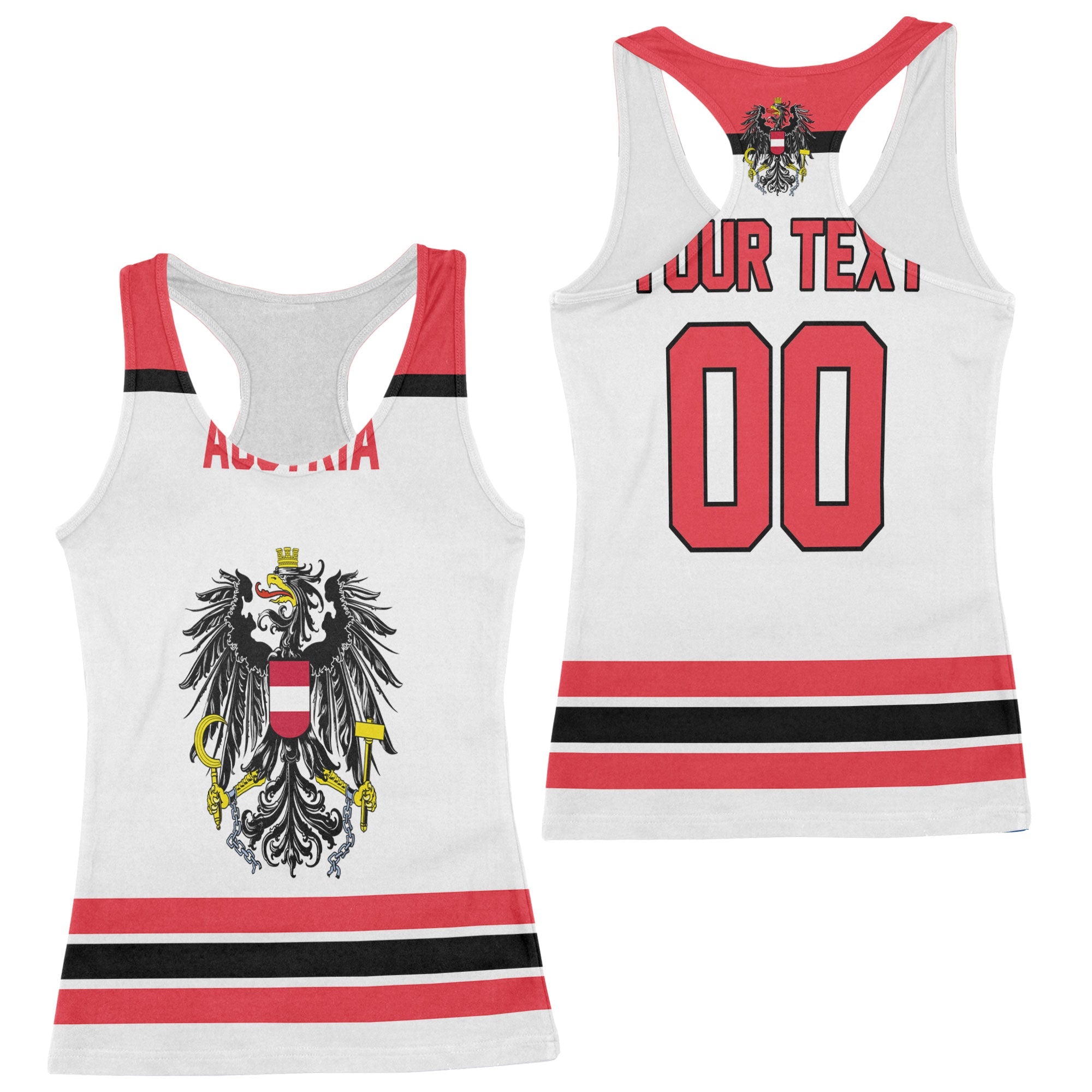 Austria Women Tank Top Flag & Coat Of Arms Hockey Style