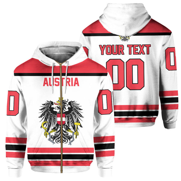 Austria Zip Hoodie Flag & Coat Of Arms Hockey Style