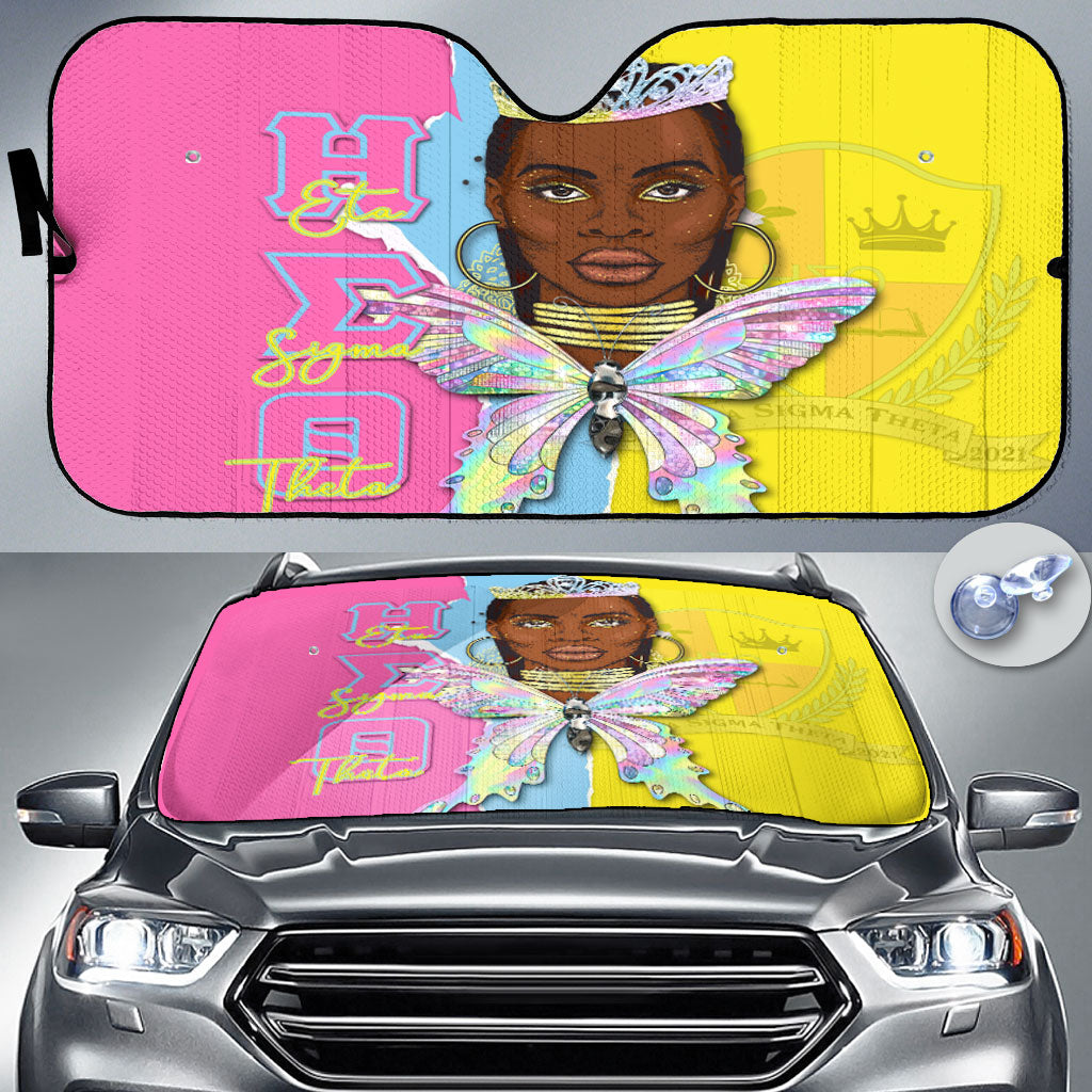 Sorority Sun Shades - Eta Sigma Theta Car Sun Shade Queen Style