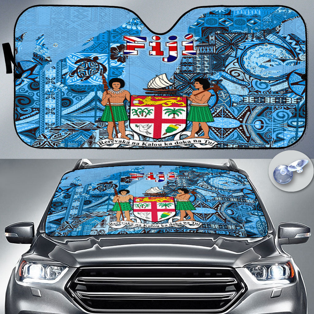 Fiji Flag & Coat Of Arms Car Sun Shade