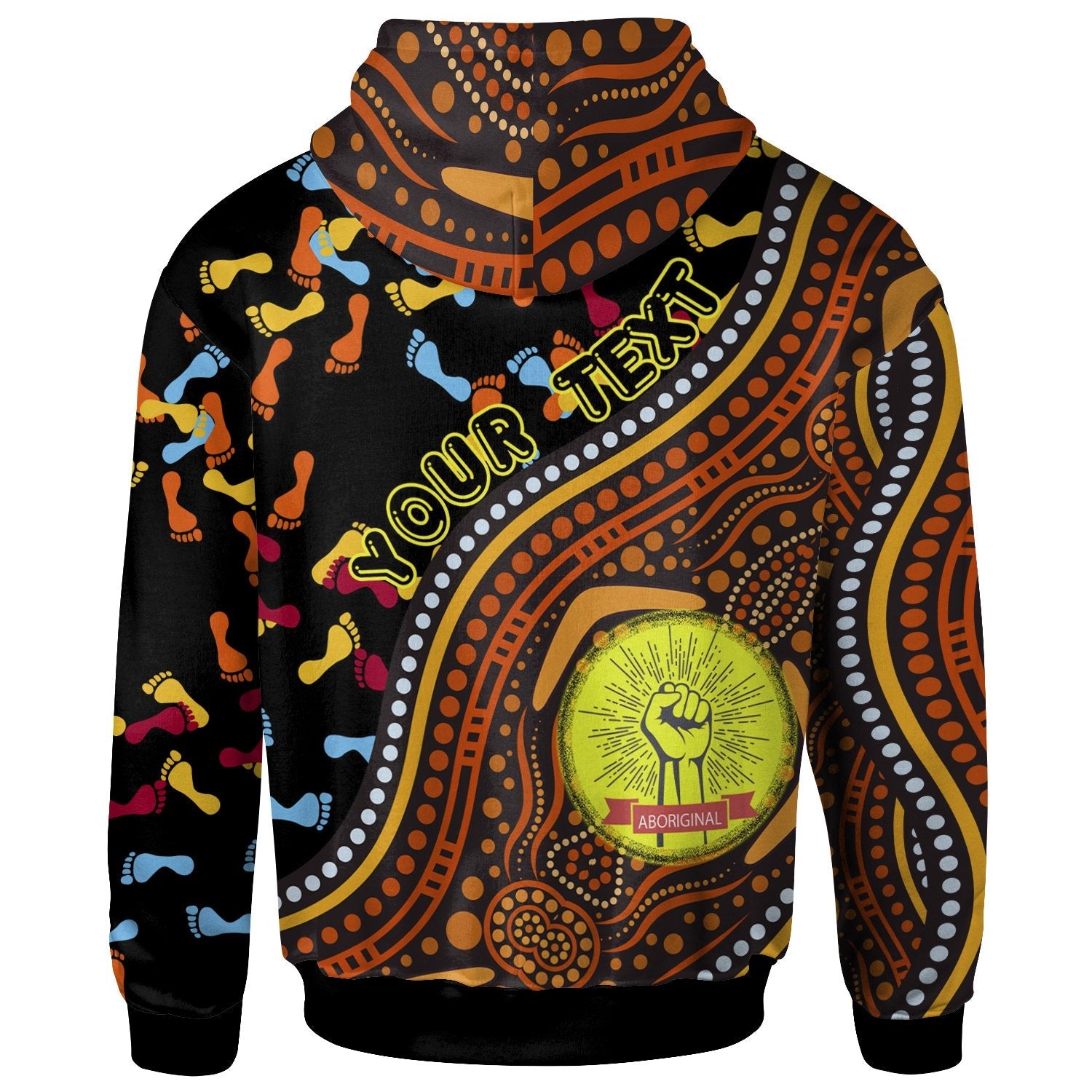 (Custom) Zip Hoodie - Aboriginal Style & Flag, Dot Painting