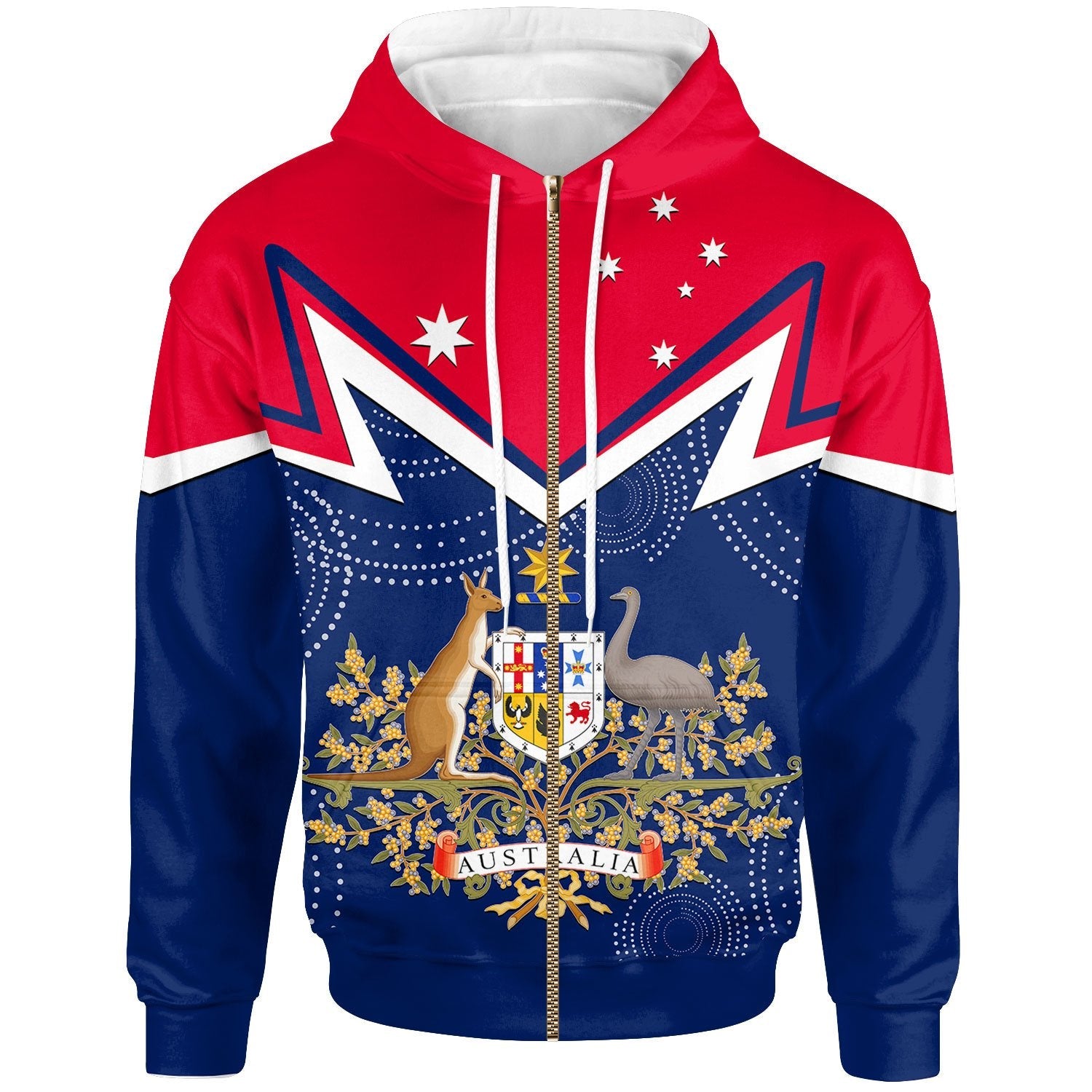 Zip Hoodie - Australian Coat Of Arms Flag Color