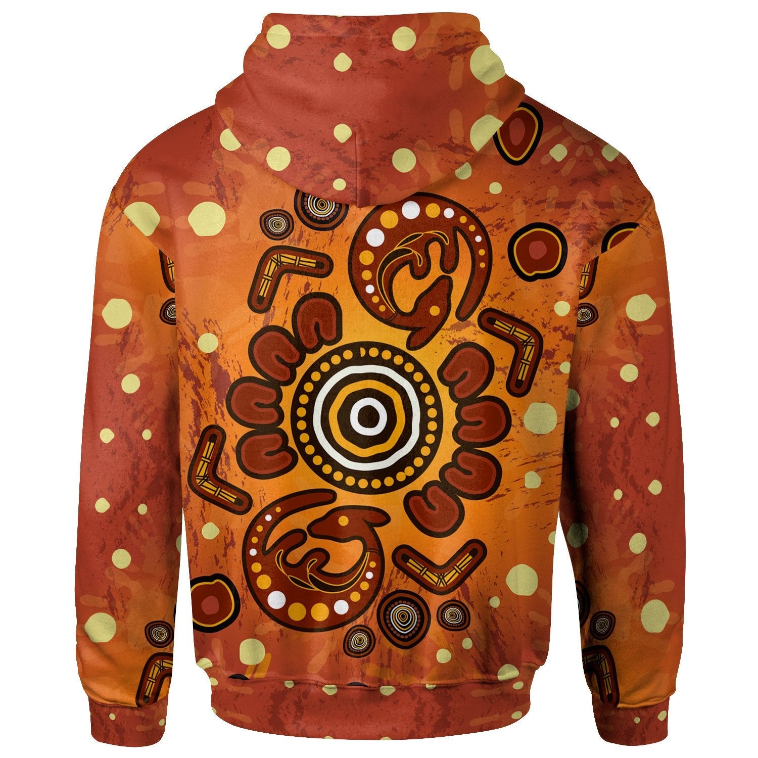 Aboriginal Zip Hoodie - Baby Kangaroo And Dot Painting Patterns