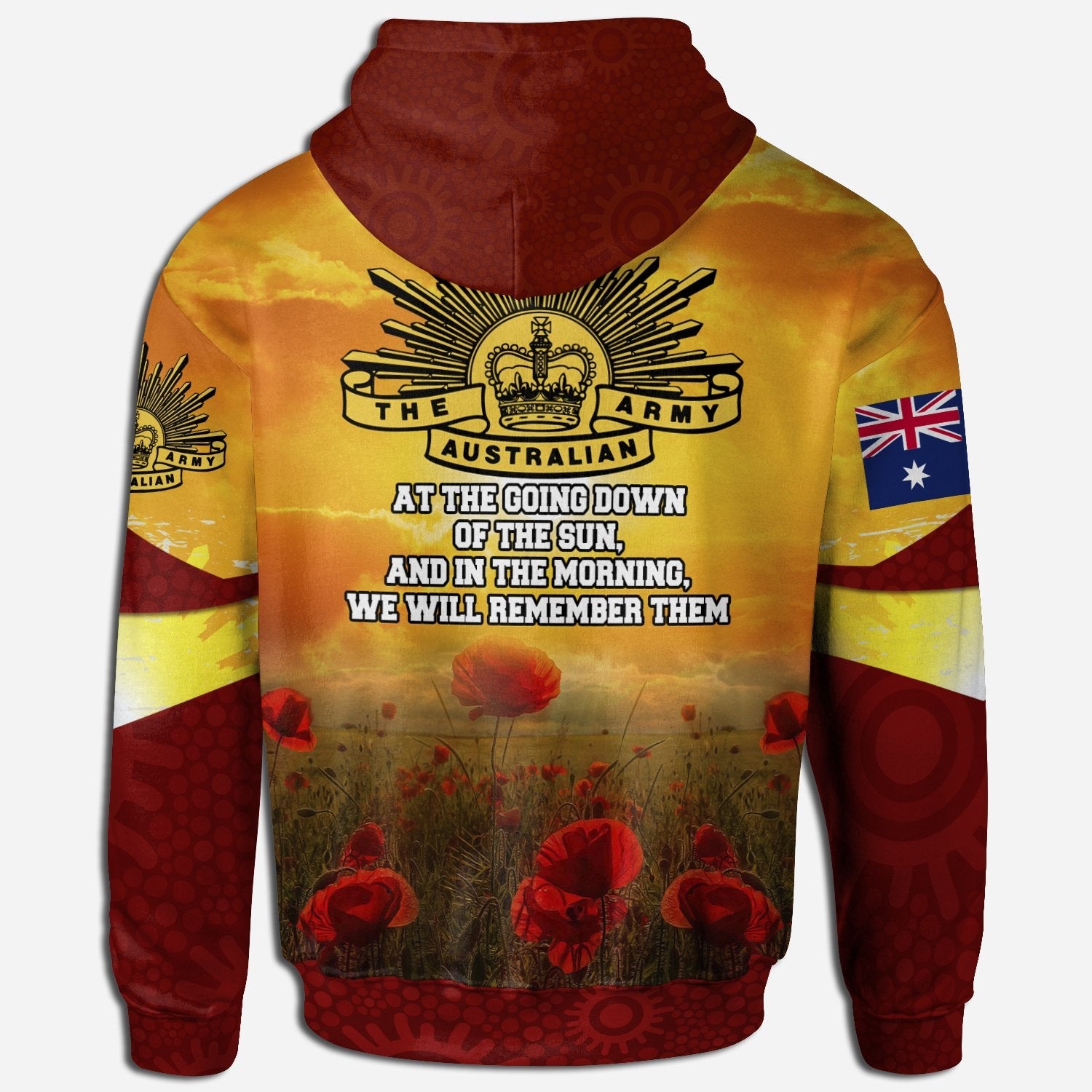 Anzac Zip Hoodie - Lest We Forget Aboriginal Version