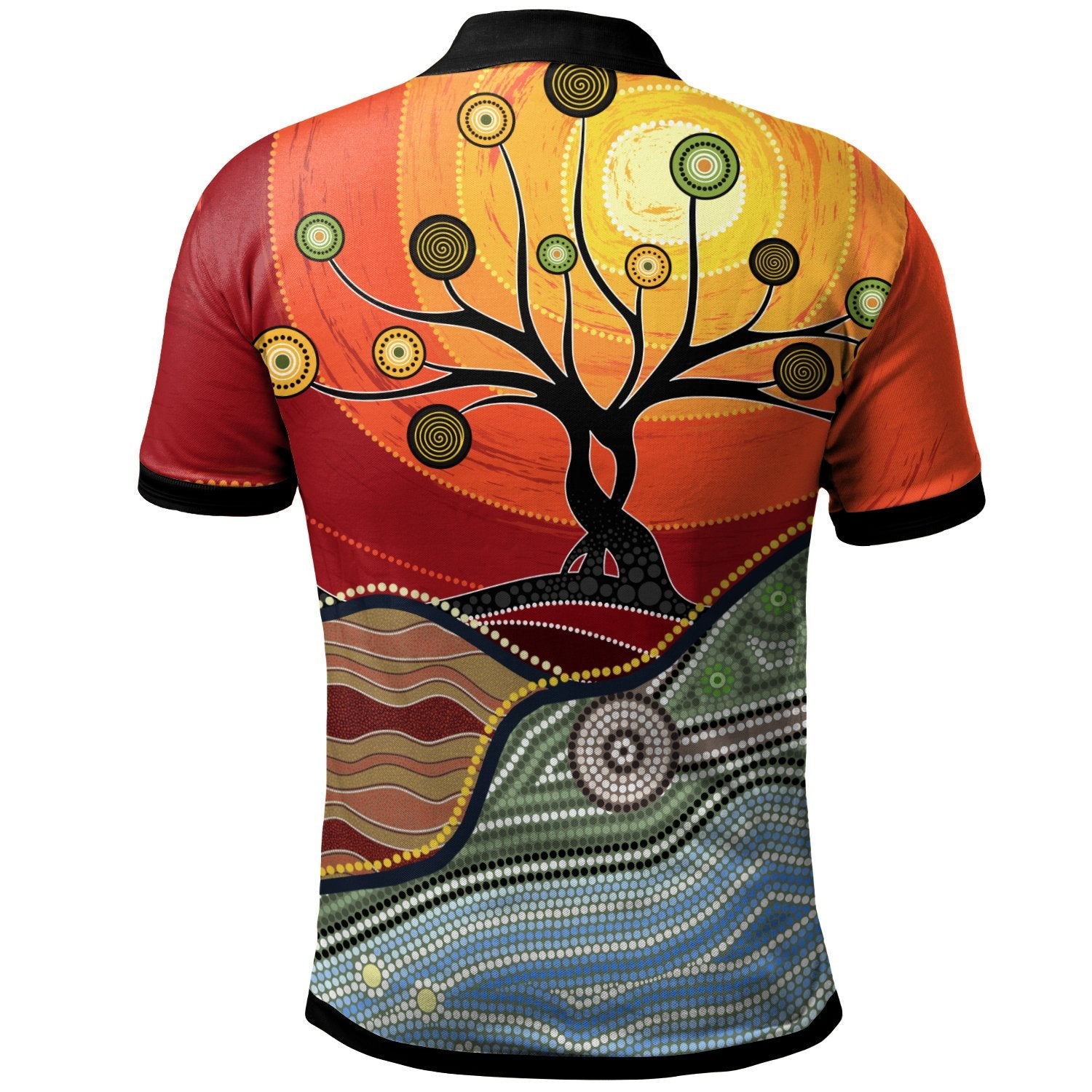 Aboriginal Polo - Australian Aboriginal Tree Polo Shirt