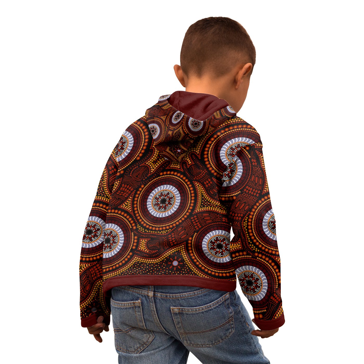 Aboriginal Zip Hoodie Kid - Aboriginal Human Dot Painting Art